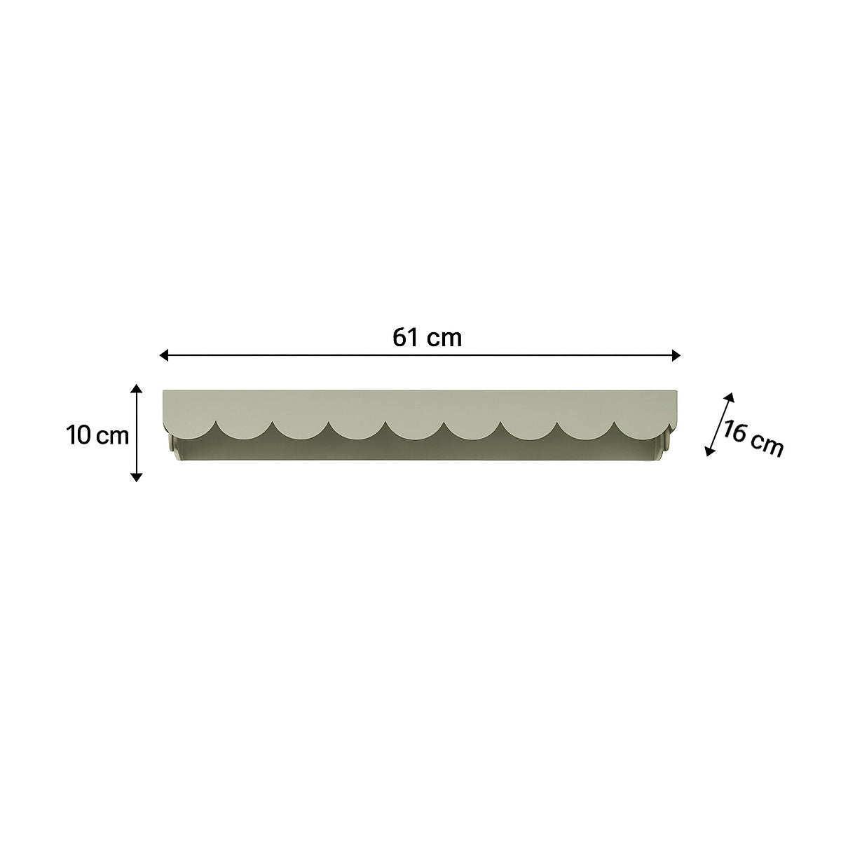 Large Taupe Scalloped Wall Storage Shelf – 61 cm Decorative Wall Unit