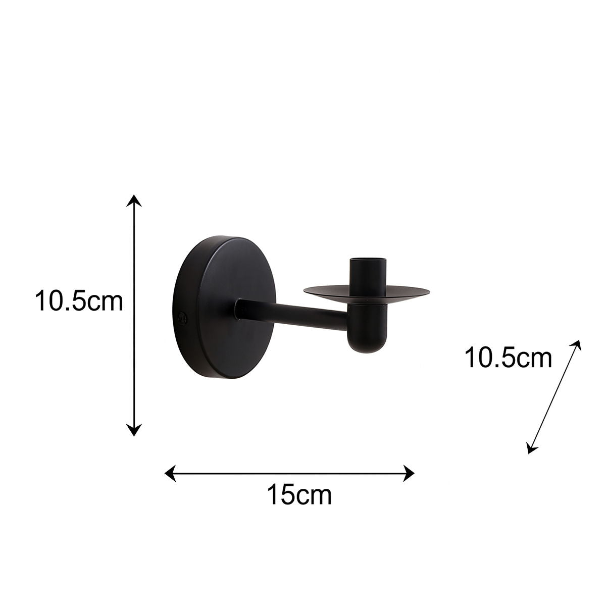 Round Black Metal Candle Wall Sconce – Decorative Wall Candle Holder