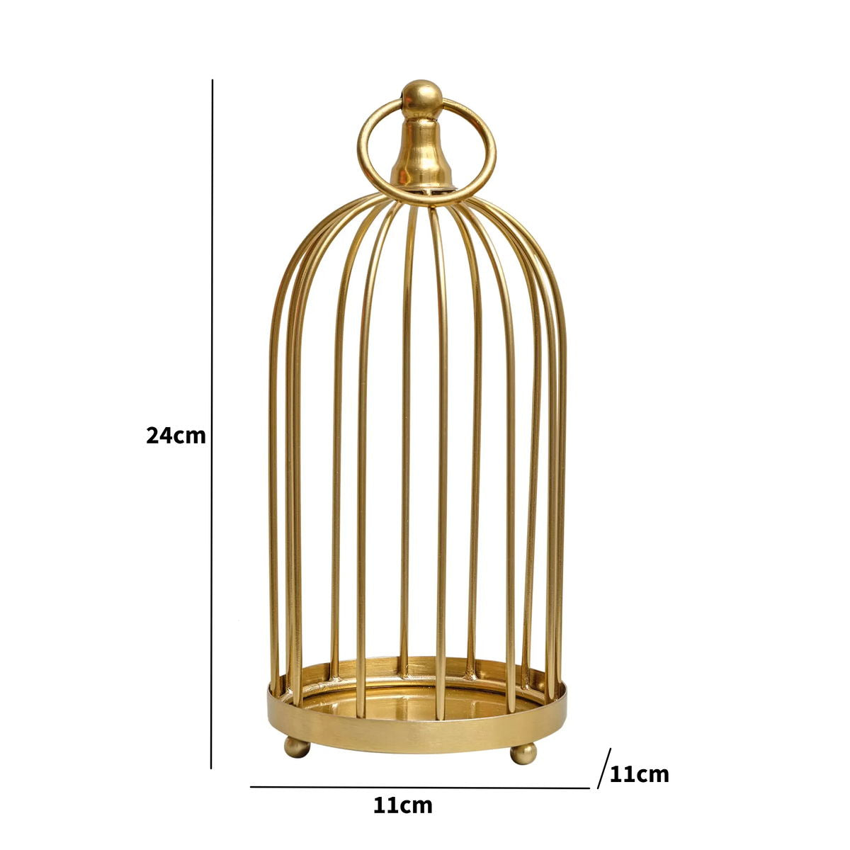 Gold Metal Birdcage Candle Holder – 24 cm Decorative Lantern