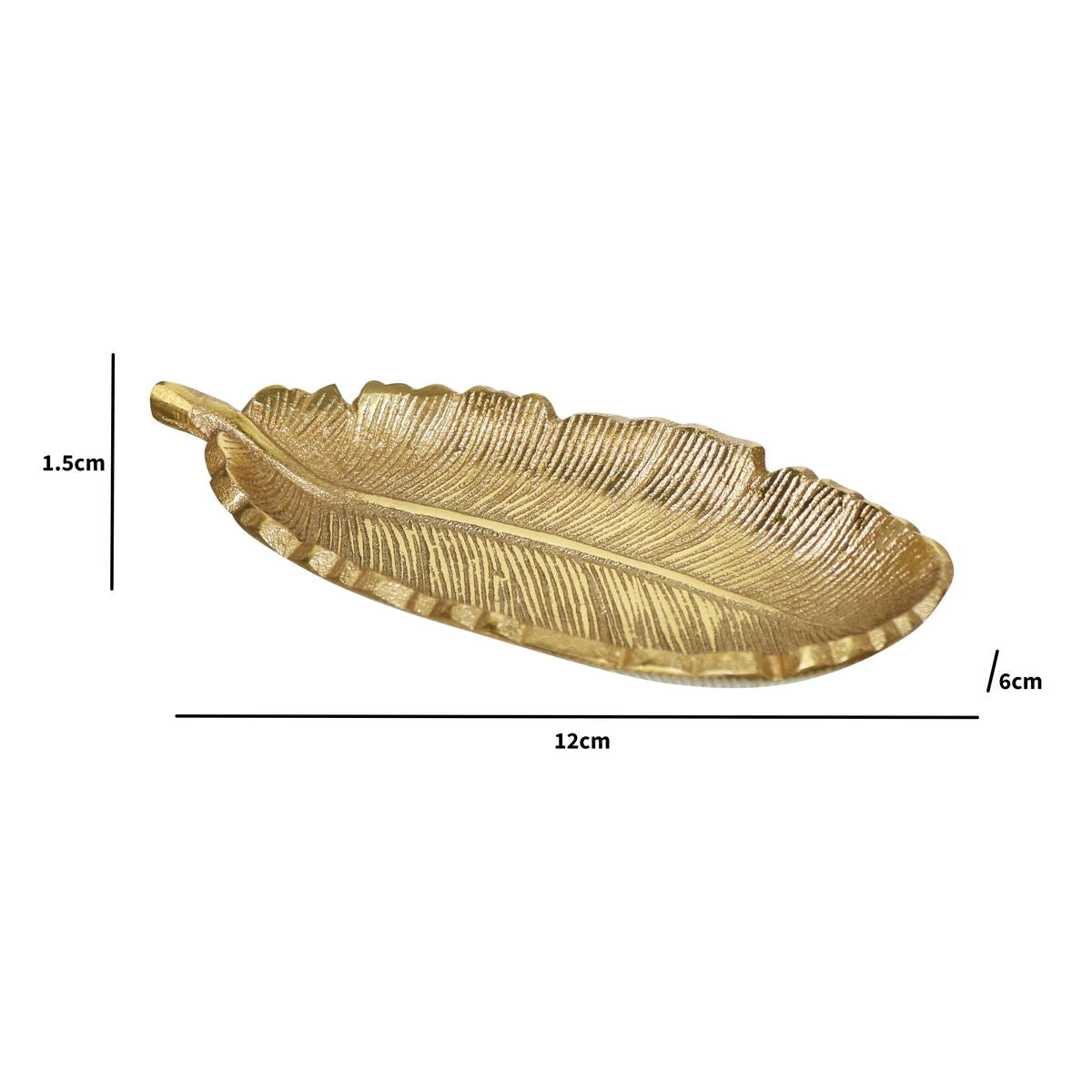 Gold Metal Feather Trinket Dish – Decorative Jewelry Holder