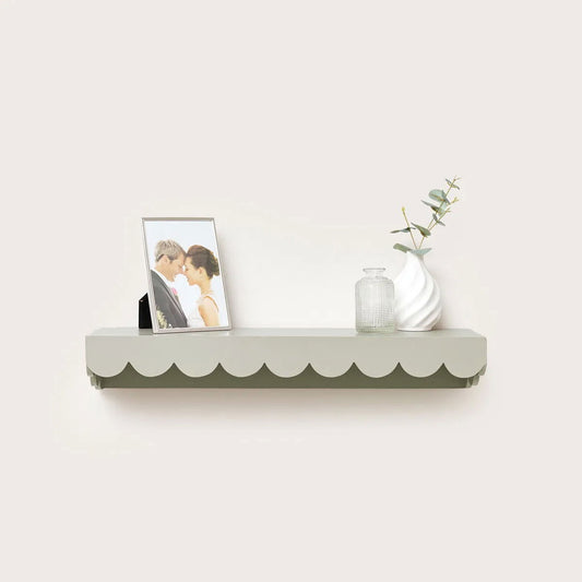 Large Taupe Scalloped Wall Storage Shelf – 61 cm Decorative Wall Unit