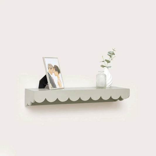 Large Taupe Scalloped Wall Storage Shelf – 61 cm Decorative Wall Unit