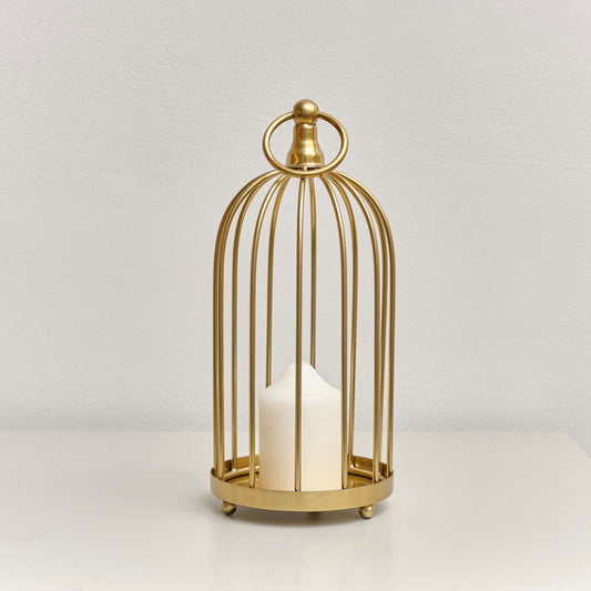 Gold Metal Birdcage Candle Holder – 24 cm Decorative Lantern