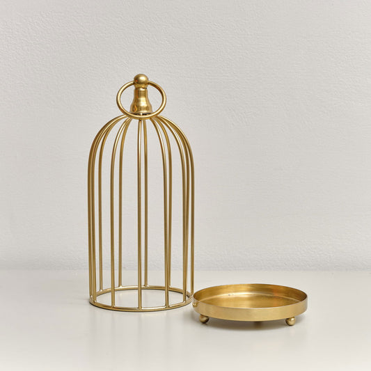 Gold Metal Birdcage Candle Holder – 24 cm Decorative Lantern