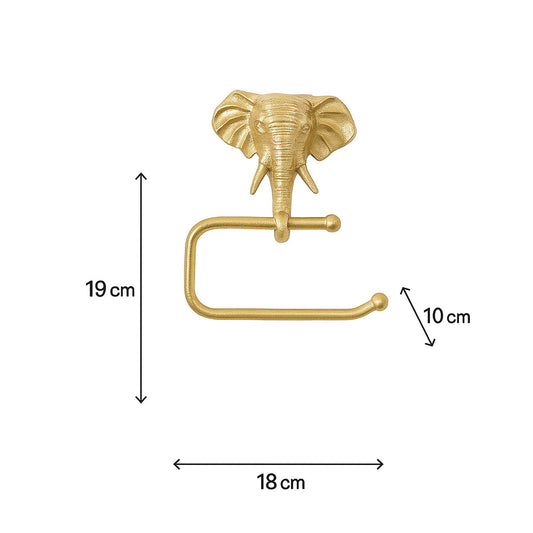 Metallic Gold Elephant Toilet Roll Holder – 18 x 19 cm Decorative Bathroom Accessory